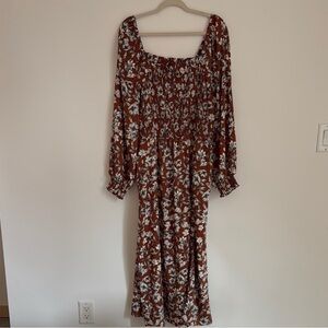 La Ligne Brown Floral Long Sleeve Dress